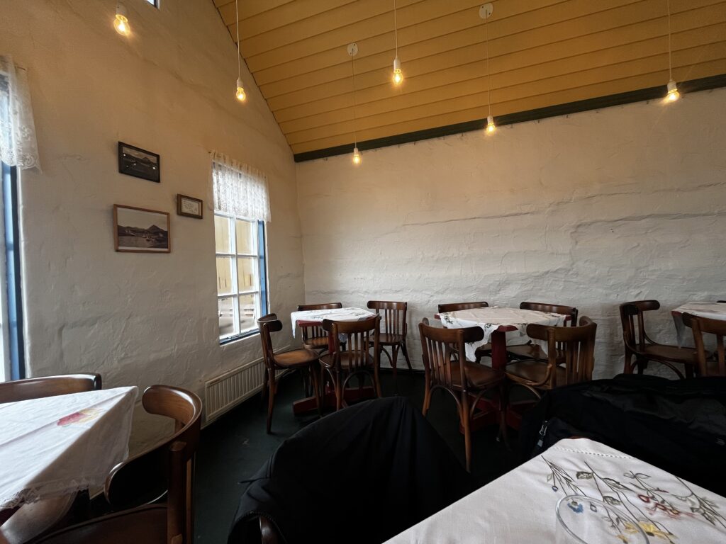 Interior of Fjorjusio Cafe in Hellnar